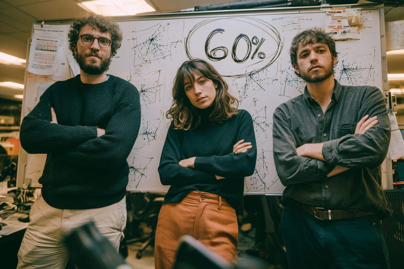 The data team and their whiteboard