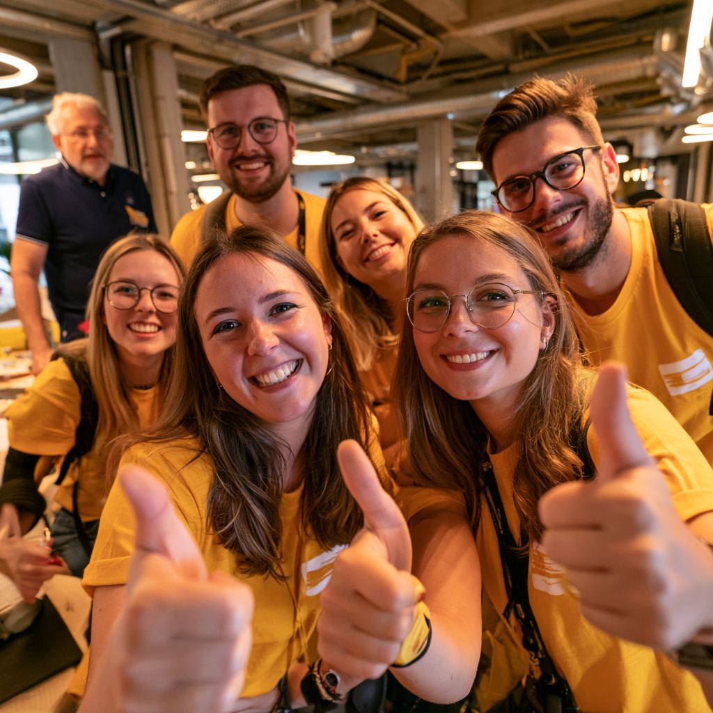 The growth team, pictured with the enthusiasm of people who won